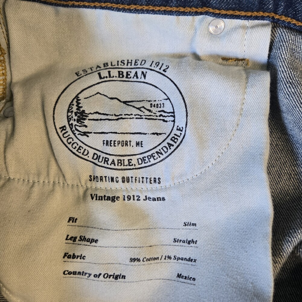 L.L. Bean Men's Vintage Blue Denim Jeans Slim Fit Straight Stretch Item ID523189 - Picture 5 of 9